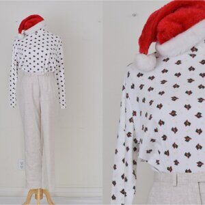 Vintage 90s Poly/Cotton Christmas Turtleneck shirt by Bobbie Brooks, size XL